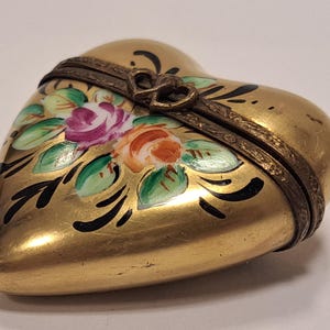 Vintage Limoges Frankrike Porslin Prydnadslåda Peint Main