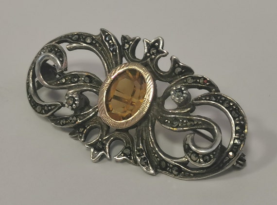 Vintage Sterling Silver and Topaz Brooch , Portug… - image 8