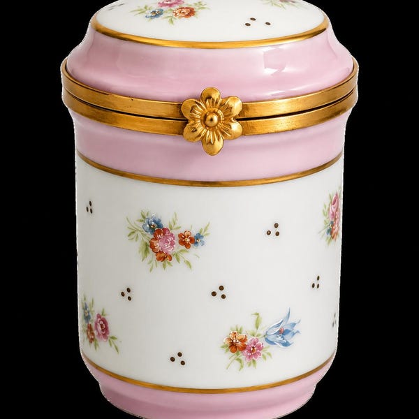Vintage Limoges France Porcelain Trinket Box , Hand Painted