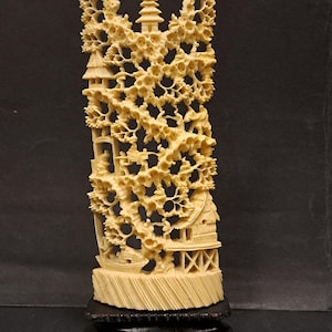 Chinese hand carved sculpture, work of extreme delicacy and detail