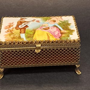 Antique Victorian Trinket Box, Bronze Jewelry Box