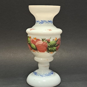 Antique Vase - Opaline Glass , hand painted , 19th Century