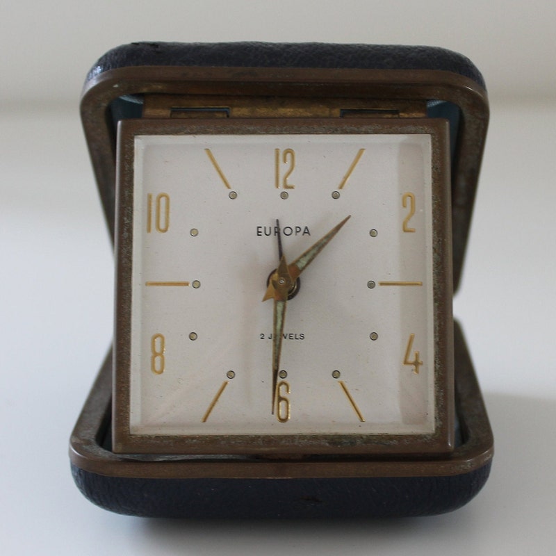 VINTAGE ROMANO WEST Germany Brass Travel Mechanical Alarm Clock Works