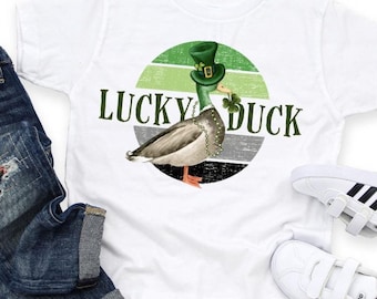 Lucky Duck Boys St. Patrick's Day Shirt, Mallard and Shamrocks Toddler Tee Shirt, Lucky St. Patty's Day Youth Boy Tee Shirt, Baby Boy Tee