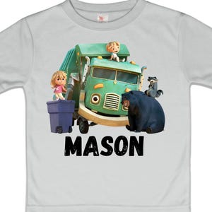 Garbage Truck Boy&#39;s Personalized Birthday Shirt with Name, Toddler Green Garbage Truck Boy T-Shirt, Take the Trash out Boy or Girl Truck