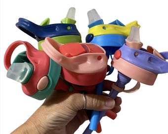 Replacement LID, Lid and Straw for 12 oz Kids Flip Top Water Bottle, Sublimation Sippy Cup Option Available Lid and Base