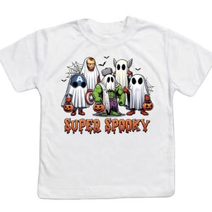 Super Spooky Boys Halloween Shirt, Super Heroes Ghost Youth Boys Tee Shirt, Toddler Ghost Pumpkin Tee, Fall Halloween Tee Shirt