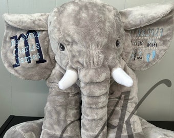 Birth Announcement Plush Elephant, Baby Gift