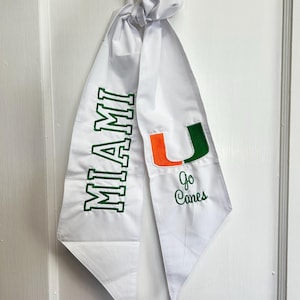 Wreath Sash, Miami Canes Wreath Sash, Gameday Wreath Sash