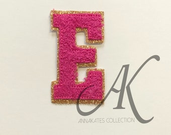 Patch personalizzate per lettere fatte a mano chenille glitter