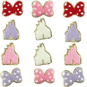 Disney Chenille Iron On Patch, Minnie Mouse Bow Iron On, Disney Castle Patch