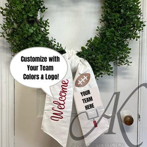 Wreath Sash, Gameday Trio Wreath Sash, Custom Logo Wreath Sash