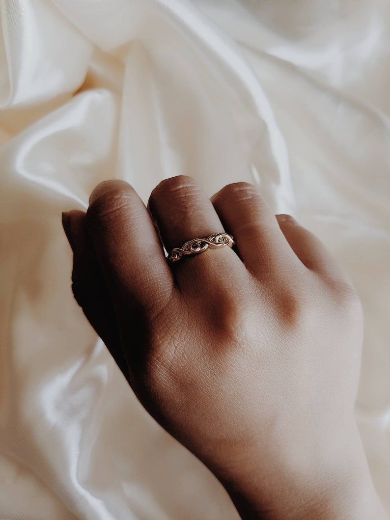 Gold twisted ring stackable ring adjustable gold platedrings gift for her delicate ring