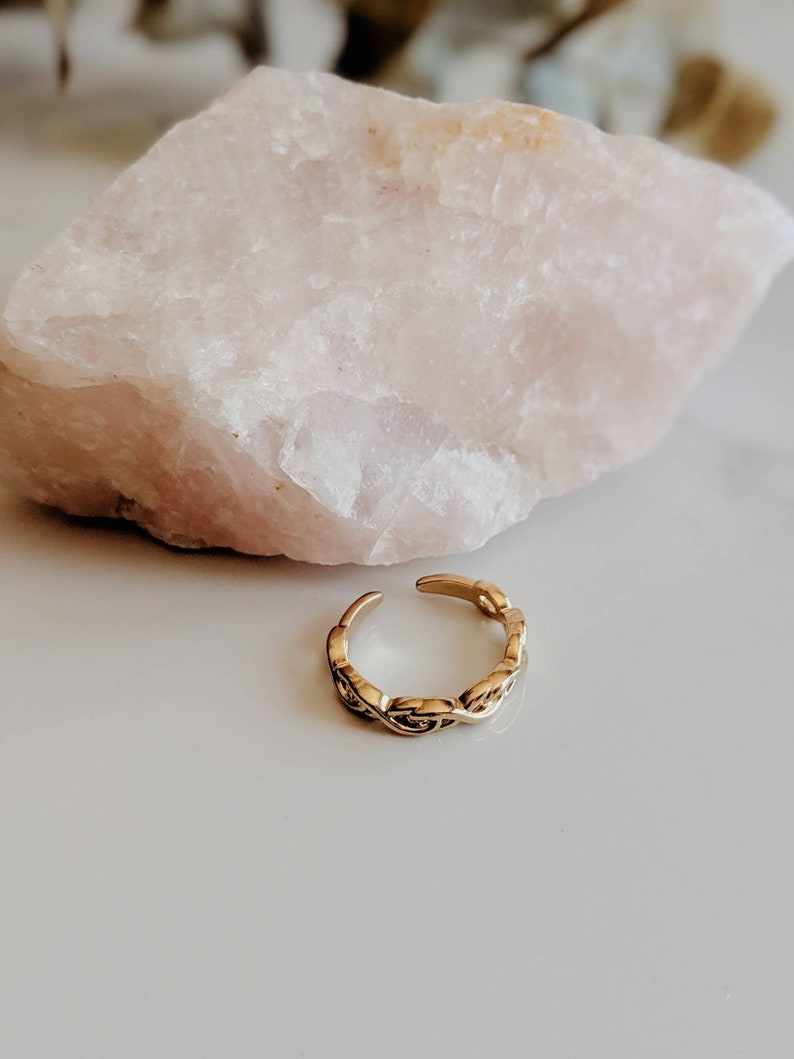 Gold twisted ring stackable ring adjustable gold platedrings gift for her delicate ring