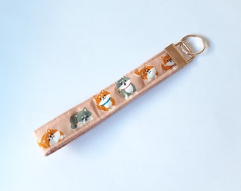 Porte-clés Shiba Inu, bracelet, porte-clés de poignet, anneau, porte-clés, porte-clés, porte-clés avec dragonne, lanière, porte-clés, cadeau, chien japonais