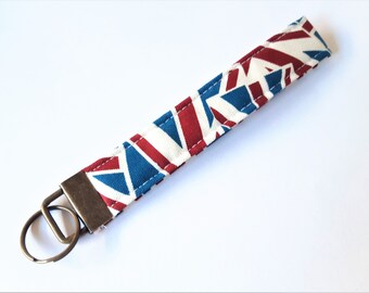 Union Jack keyring, Wristlet, wristlet keyring, Key Ring, Key Fob, Keyring, Wrist Strap Key Holder, Gift for her, Lanyard, Keychain, UK flag