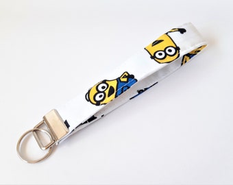 Minions Despicable Me keyring, Wristlet, wristlet keyring, Key Ring, Key Fob, Keyring, Wrist Strap Key Holder, Gift, Lanyard, Keychain