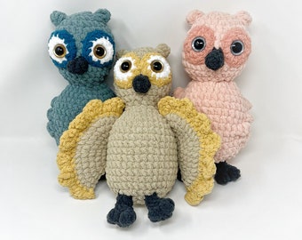 Patrón de ganchillo Owl Plushie, Amigurumi, Juguete