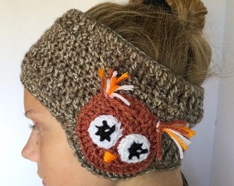 Owl Headband Crochet Pattern, Ear warmer, Winter, Owl, Child, Adult
