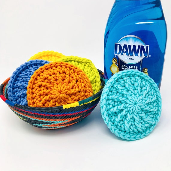 Sunburst Dish Scrubby Crochet Pattern, Kitchen Scrubbies, Pan Scrubber 