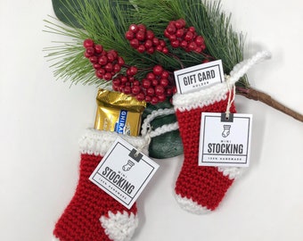 Mini Stocking Ornament Crochet Pattern, Gift Card Holder, Christmas Ornament