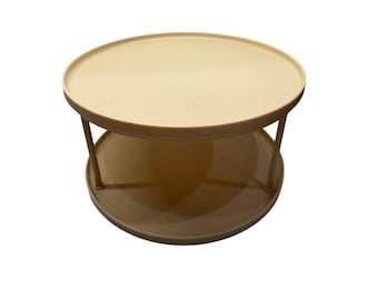 Plato giratorio redondo de 2 niveles Rubbermaid Lazy Susan vintage de los años 70, color amarillo especiado dorado 2709