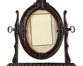 Vintage 5 X 7" Ornate Oval Swivel Faux Red Wood Picture Frame BRITISH~MCM