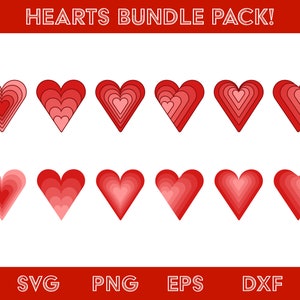 Heart SVG Bundle, Heart Svg, SVG, Love Svg, Clipart Svg, Lindo archivo de corte de corazón, Iconos de corazón, Heart PNG, Día de San Valentín, Navidad, Corazones rojos