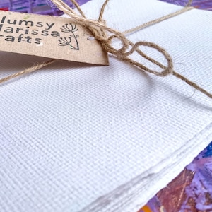 Carta fatta a mano, fogli di carta riciclata bianca A5, 10 fogli da 21 cm per 15 cm