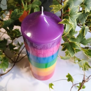 Large Church Pillar Rainbow Candle, Paraffin Unscented Wax Candle, Layered  Candle, Decorative Candle
