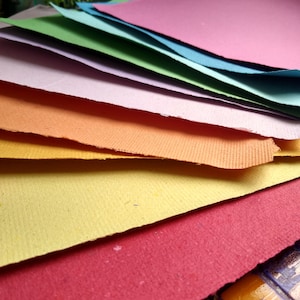 A4 Un arcobaleno di colori Carta riciclata, carta fatta a mano, 10 fogli A4 fatti a mano