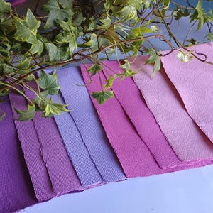 Fogli di carta riciclata viola e rosa A5, 10 fogli di carta fatta a mano da 21 cm per 15 cm