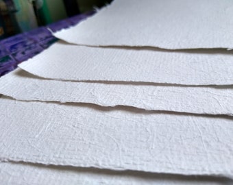 Handmade Paper, A5 Threaded White Recycled Paper Sheets, 10 Sheets of  21 cm by 15 cm
