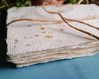 Handmade A5 Vanilla Recycled Paper with Gold Flakes (10 Sheets)