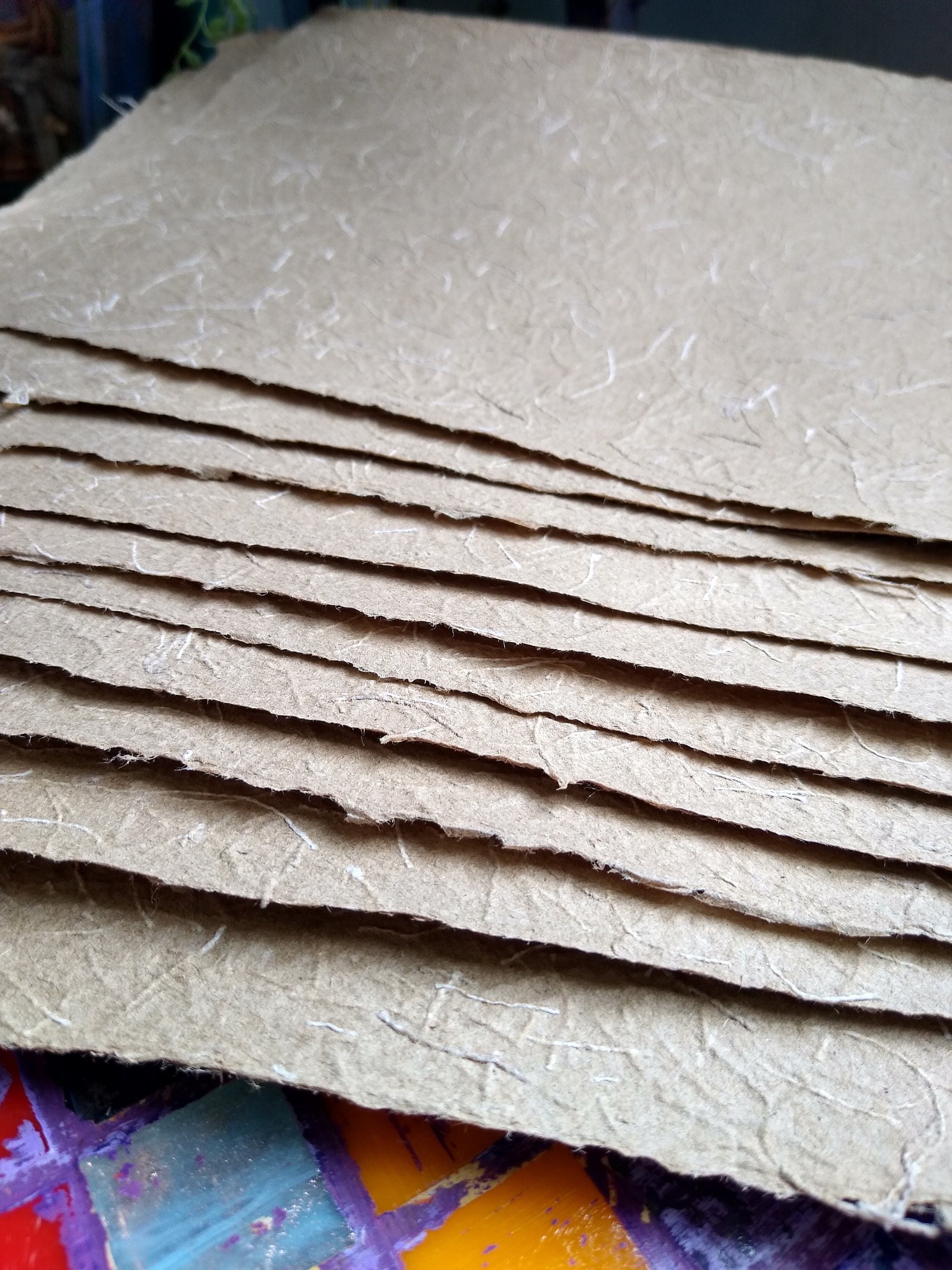 A4 Threaded Kraft Recycled Paper Sheets 10 Handmade Sheets Etsy
