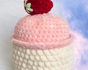 Handmade crochet strawberry cupcake plushy toy