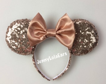 Rose Gold Sequin Minnie Mouse Ears, Sequin Ears, Mickey Mouse Ears, Sequin Mouse Ears - Disney Ears