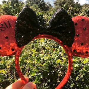 Personalized school,college, university Minnie Mouse ears adult Minnie Mouse ears kids Minnie Mouse ears personalized logos