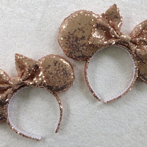 Rose Gold Sequin Mommy and Me Minnie Mouse Ears set , Sequin Ears, Mickey Mouse Ears, Sequin Mouse Ears - Disney Ears Mommy and Me set