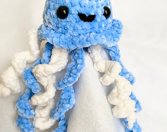 Handmade crochet blue and white jelly fish