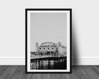 Brighton Seafront | Brighton Print | Monochrome Print | Sussex England | Black and White Landscapes | Coastal Print | Brighton Pier|