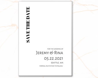 Save the Date Wedding Printable Invitation | Wedding Invite | Save the Date Digital Invitation | Printable Invite | Minimalistic Design