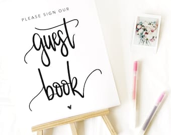 Bitte signieren Sie unser Gästebuch Schild druckbar, Hochzeit Gästebuch druckbare Vorlage Schild, Gästebuch Schild Dekor, Hochzeit, Moderne Kalligraphie