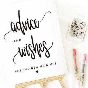 Advice and Wishes for Mr and Mrs Wedding Printable Sign, Wedding Advice Sign Template, Printable, Advice for Bride and Groom Sign Printable