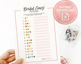 Bridal Emoji Pictionary Wedding Party Game Imprimable, Bridal Shower Game Download, Bridal Shower Party Activity, Wedding Shower Fun Game