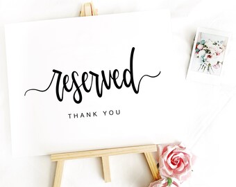 Reserved Seating Wedding Sign PDF Digital Print, Wedding Sign, Modern Calligraphy, Modern Script, Wedding Sign Decor Printable Template