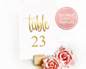 Elegant Wedding Table Numbers | Printable Table Number Cards | Simple Elegant Table Number Set | Modern Calligraphy Font | Wedding Décor