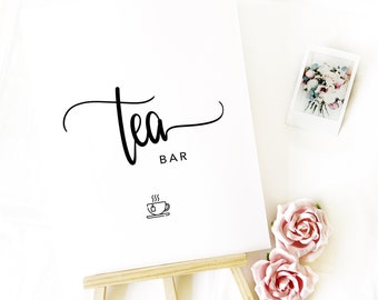 Tea Bar, Tea Station Wedding Sign Printable Template, Wedding Décor, Printable Wedding Sign, DIY Wedding Decor, Modern Calligraphy, Tea Sign