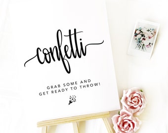 Confetti Wedding Sign Printable Template, Wedding Décor, Printable Wedding Sign, DIY Wedding Decor, Modern Calligraphy, Confetti Sign