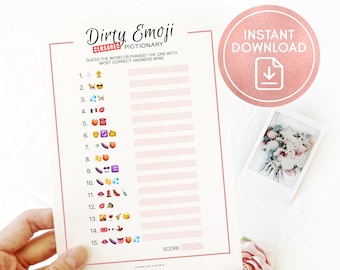 Dirty Emoji Pictionary Wedding Party Game Printable, Bachelorette Game Download, Wedding Games Dirty Naughty, Bachelorette Hen Party Game